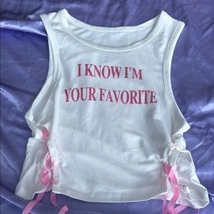 White and Pink Medium crop top